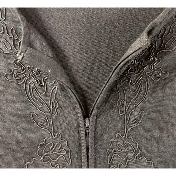 Valerie Stevens Collection Women's M Black Silk Blend Front Zip Beaded Cardigan - Picture 5 of 15